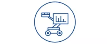 icono de brazo de elevación y gráfico