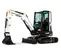 Miniexcavadora BOBCAT negra y blanca con oscilación de cola reducida