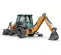 cargador para retroexcavadora CASE de 60 – 90 HP naranja y gris, 14 ft de profundidad de excavación, con Extendahoe