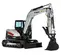 Miniexcavadora Bobcat blanca con columpio reducido
