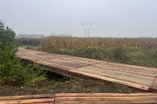Ground protection matting on a jobsite