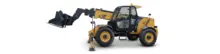 Yellow telehandler parked on a construction site, ready to lift and move heavy materials with its extendable boom.