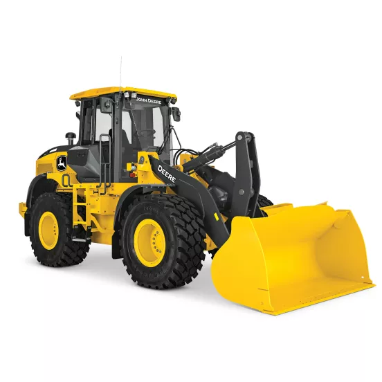 Cargador sobre neumáticos John Deere amarillo