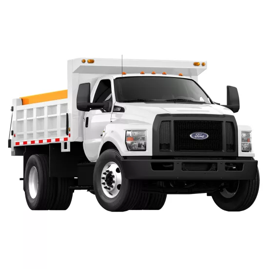 Camión volcador Ford blanco