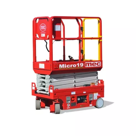Rojo y gris, MEC, 18&nbsp;–&nbsp;19&nbsp;ft Elevador de tijera, eléctrico, angosto
