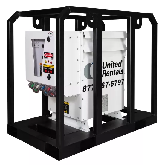 Transformador reductor de 75 kVA, 480 V/208 V blanco y negro