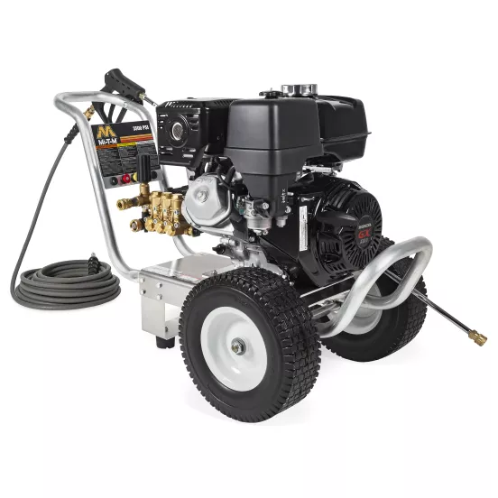 Lavadora a presión de 3,500 psi Mi-T-M plateada y negra
