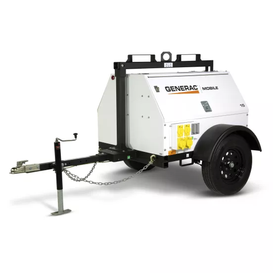Generador remolcable de 13 kW, a diésel de nivel 4 GENERAC blanco y negro