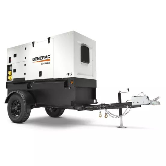Generador remolcable de 36 – 40 kW, a diésel de nivel 4 GENERAC blanco y negro