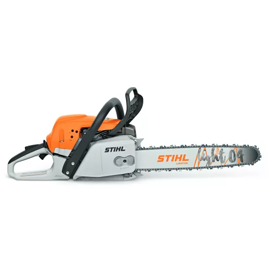 Sierra de cadena, 20 in, a gasolina STIHL naranja, gris y negra