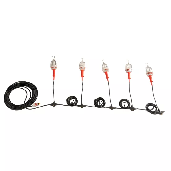 Serie de luces de trabajo para exteriores blanca, naranja y negra con 5 cabezales