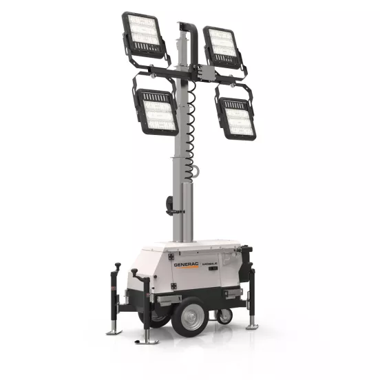 Torre de luz LED portátil, eléctrica GENERAC blanca, plateada y negra