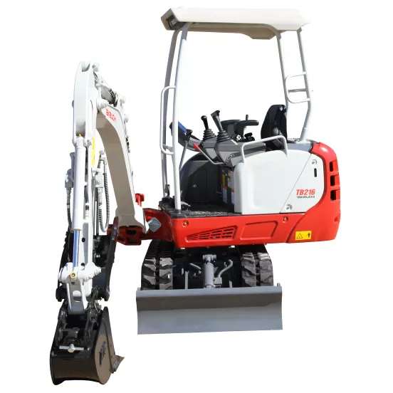 Miniexcavadora TAKEUCHI roja, blanca y gris de 3,000 – 3,999 lb, sin giro de cola