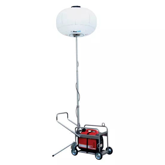 Soporte para luz de globo MULTIQUIP rojo, gris y negro con carrito, 1,000 – 1,600 W