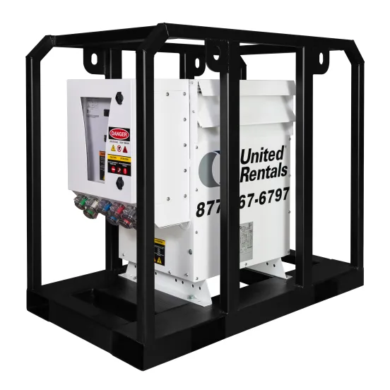 Transformador reductor GENÉRICO blanco y negro de 150 kVA, 480V a 208V