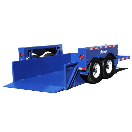 Remolque neumático azul de 14 ft remolque hidráulico con plataforma baja, eje en tándem